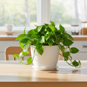 Green Pothos in 6 inch White Pot with Plate