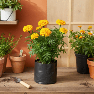 Marigold plant in 5 inches nursery beg