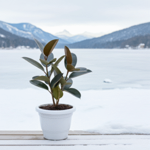 Rubber plant (2-2.5 feet) in 6 inch white pot